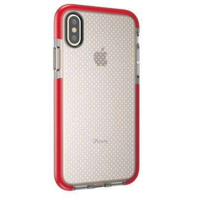 Mobigear Full Bumper - Coque Apple iPhone X Coque Arrière Rigide Antichoc - Transparent / Rouge