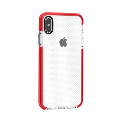 Mobigear Full Bumper - Coque Apple iPhone XS Max Coque Arrière Rigide Antichoc - Transparent / Rouge