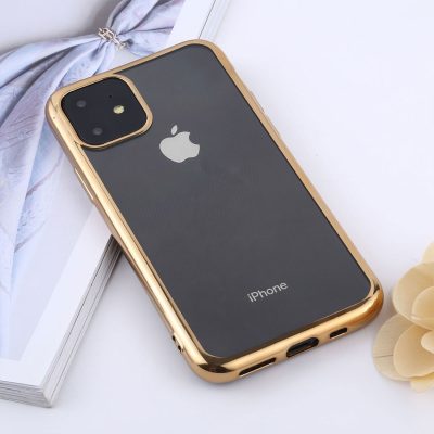 Mobigear Royal - Coque Apple iPhone 11 Pro Max Coque arrière en TPU Souple - Transparent / Or