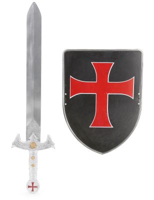 Kit bouclier et épée de chevalier croisé en plastique pour Enfant
