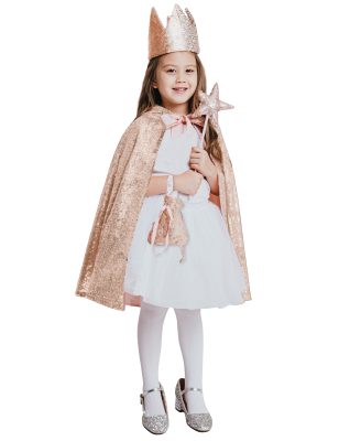Kit cape et accessoires de princesse rose gold enfant