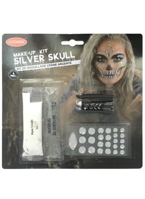 Kit maquillage squelette sexy argent adulte
