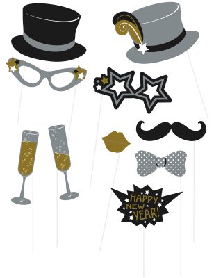 Kit photobooth Happy New Year 10 accessoires