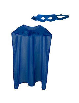 Kit cape et masque de super héros bleu adulte