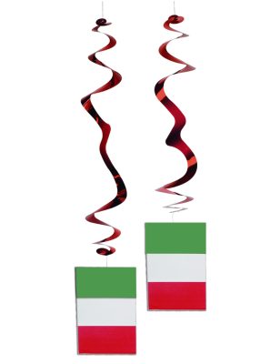 Lot de 6 suspensions métallisées drapeau Italie