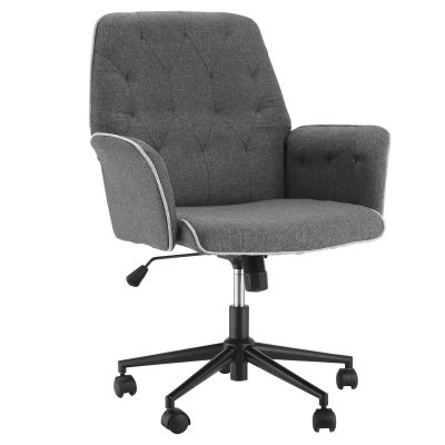 HOMCOM Fauteuil chaise de bureau ergonomique hauteur réglable roulettes pivotant 360° tissu chanvre 69L x 66l x 89