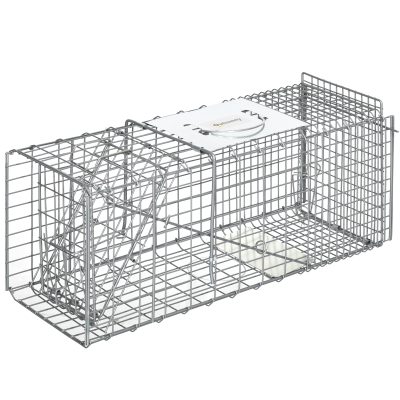 Outsunny Piège cage de capture pliante pour petits animaux type lapin rat - 2 portes poignée 66 x 24 x 30