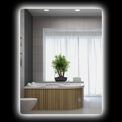 kleankin Miroir rectangulaire mural lumineux LED de salle de bain 80 x 60 cm luminosité réglable blanc transparent