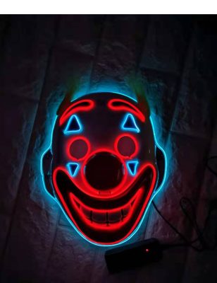 Masque clown fou avec LED adulte