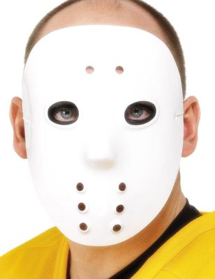 Masque de hockey blanc plastique adulte