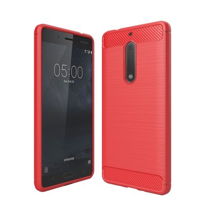 Mobigear Brushed Slim - Coque Nokia 5 Coque arrière en TPU Souple - Rouge