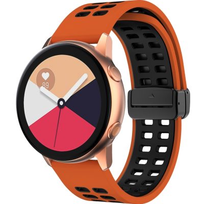 Mobigear Two Tone - Bracelet Huawei Watch GT 2 (46mm) en Silicone Souple Fermeture de la pince - Noir / Orange
