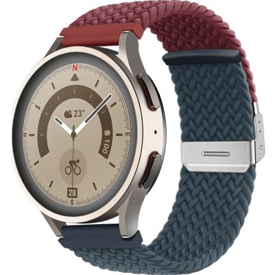 Mobigear Braided - Bracelet Samsung Galaxy Watch (46mm) en Nylon Fermeture de la pince - Bleu / Rouge