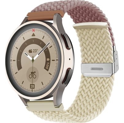 Mobigear Braided - Bracelet OnePlus Watch en Nylon Fermeture de la pince - Blanc / Violet