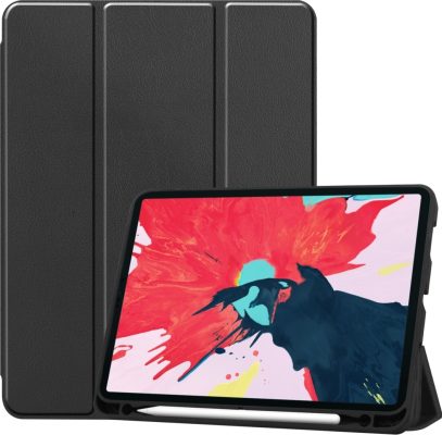 Mobigear Tri-Fold Gel - Coque Apple iPad Pro 11 (2022) Etui + Porte-crayon - Noir