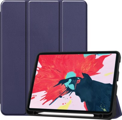 Mobigear Tri-Fold Gel - Coque Apple iPad Pro 11 (2018) Etui + Porte-crayon - Dark Blue