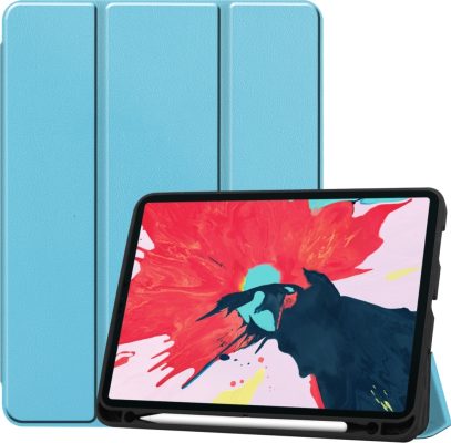 Mobigear Tri-Fold Gel - Coque Apple iPad Pro 11 (2022) Etui + Porte-crayon - Bleu
