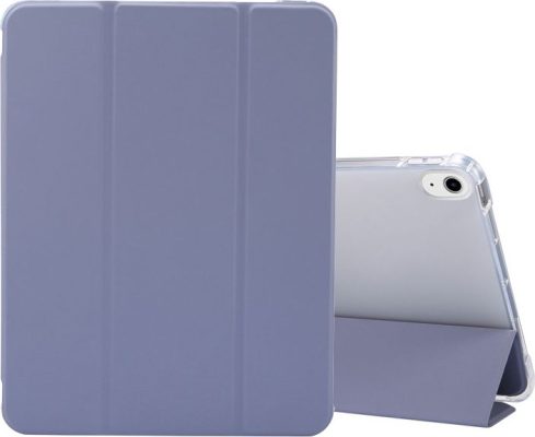 Mobigear Tri-Fold Gel - Coque Apple iPad Air 4 (2020) Etui + Porte-crayon - Bleu