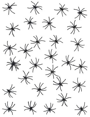 30 Mini araignées décoratives noires plastique
