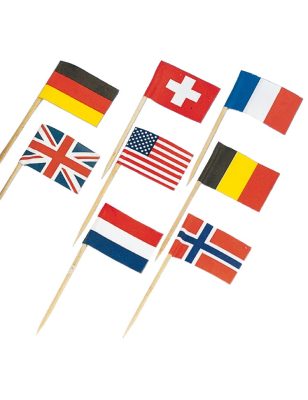 30 Mini piques drapeaux pays du monde