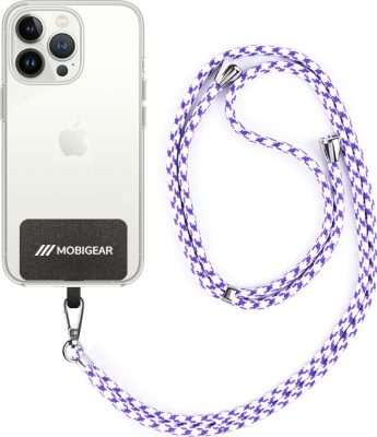 Mobigear Lanyard - Cordon pour téléphone universel en Nylon - Blanc / Violet