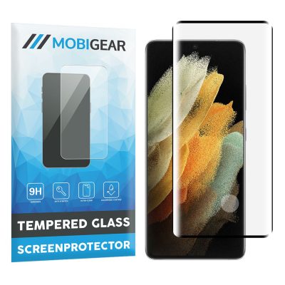 Mobigear Curved - Samsung Galaxy S21 Ultra Verre trempé Protection d'écran Empreinte digitale - Compatible Coque - Noir