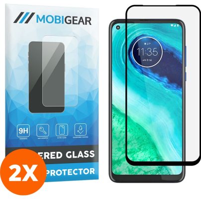 Mobigear Premium - Motorola Moto G8 Verre trempé Protection d'écran - Compatible Coque - Noir (Lot de 2)