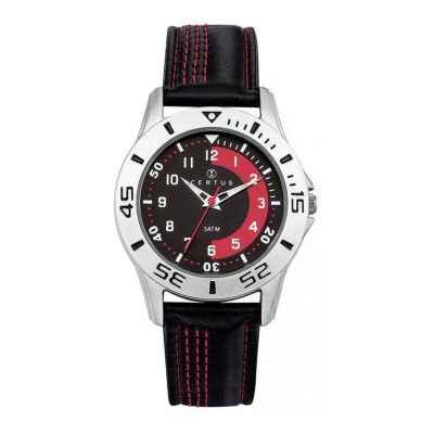Montre Mixte Certus 647575 - Bracelet Silicone Noir Coutures Rouges