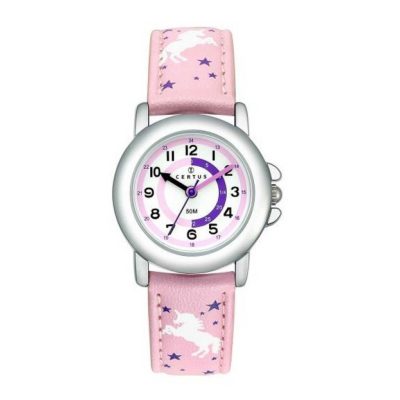 Montre Fille Certus 647626 - Bracelet Silicone rose avec Motifs Licornes