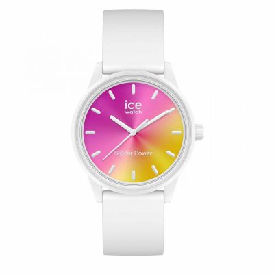 Montre femme  Ice Watch Montres ICE solar power - Sunset california - Small - 3H 018475 - Bracelet Silicone Blanc