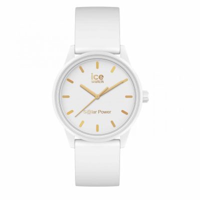 Montre femme  Ice Watch Montres ICE solar power - White gold - Small - 3H 018474 - Bracelet Silicone Blanc