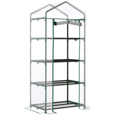 Outsunny Serre de Jardin Balcon étagère Serre 4 Niveaux 70L x 50l x 160H cm Acier époxy bâche Amovible PVC Haute densité Transparente   Aosom France