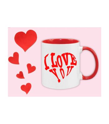 Mug rouge personnalisé I love you