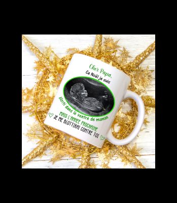 Mug Noël personnalisable avec échographie pour futur papa