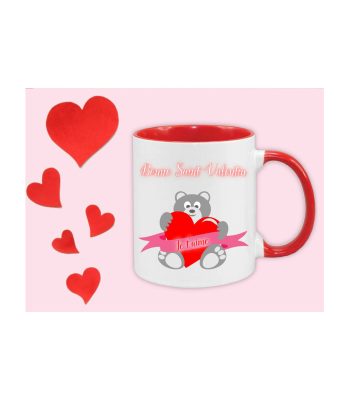 Mug rouge ourson personnalisé pour la Saint-Valentin