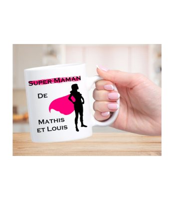 Mug Super Maman personnalisable avec prénoms
