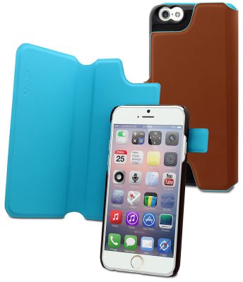 Muvit Magic Reverso - Coque Apple iPhone 6s Plus Etui - Marron / Turquoise