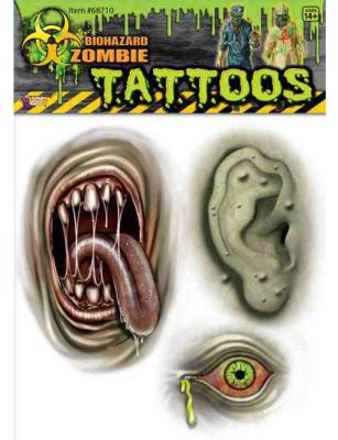 Tatouages zombie mutant vert Halloween