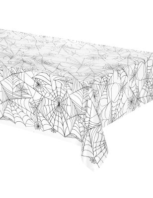 Nappe plastique transparent toile d'araignée Halloween 137 x 274 cm