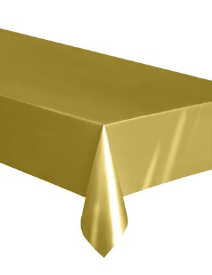 Nappe rectangulaire en plastique doré mat 137 x 274 cm