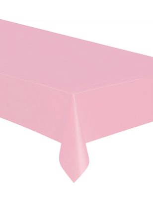 Nappe rectangulaire en plastique rose clair 137 x 274 cm