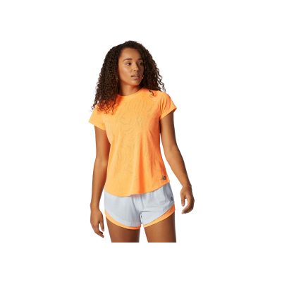 New Balance Q Speed Fuel Jacquard T-shirt Femme Orange à Manches Courtes
