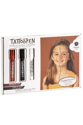Coffret enfant feutres de maquillage Tatoo Pen + cahier d’activités - Drôle de tribu – Noir