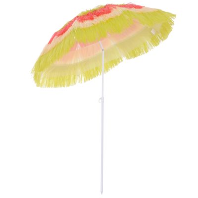 Outsunny Parasol de plage jardin design hawai inclinable hauteur réglable multicouleur 160 cm