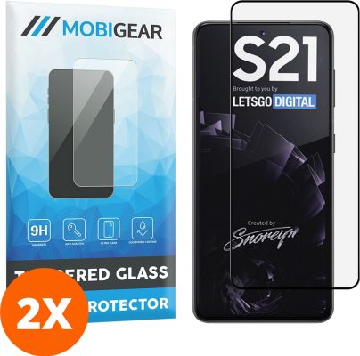 Mobigear Premium - Samsung Galaxy S21 Verre trempé Protection d'écran Empreinte digitale - Compatible Coque - Noir (Lot de 2)
