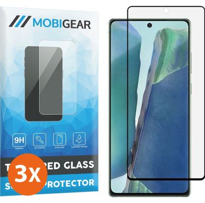 Mobigear Curved - Samsung Galaxy Note 20 Verre trempé Protection d'écran Empreinte digitale - Compatible Coque - Noir (Lot de 3)