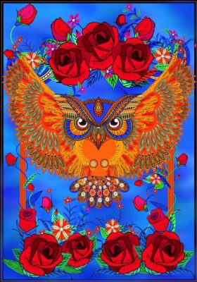 Puzzle Owl & Roses Grafika