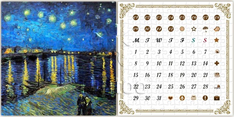 Puzzle Calendrier Showpiece - Van Gogh - Nuit Etoilée sur le Rhône