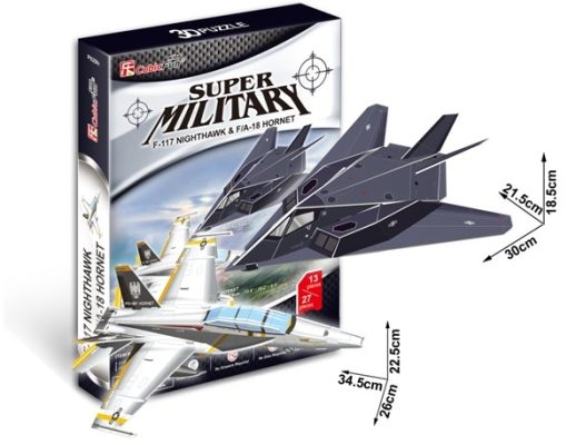 Puzzle 3D - F-117 Nightawk & F/A-18 Hornet Cubic Fun
