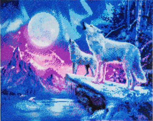 Puzzle Crystal Art - Kit Broderie Diamant - Loups